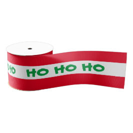 Kerstlint en Ho Ho Ho Stripe Red/Green-tekst Grosgrain Lint