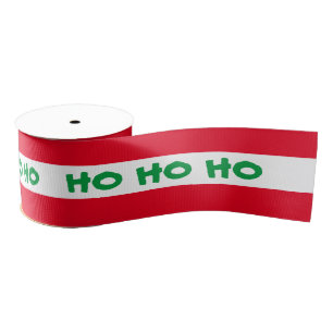 Kerstlint en Ho Ho Ho Stripe Red/Green-tekst Grosgrain Lint