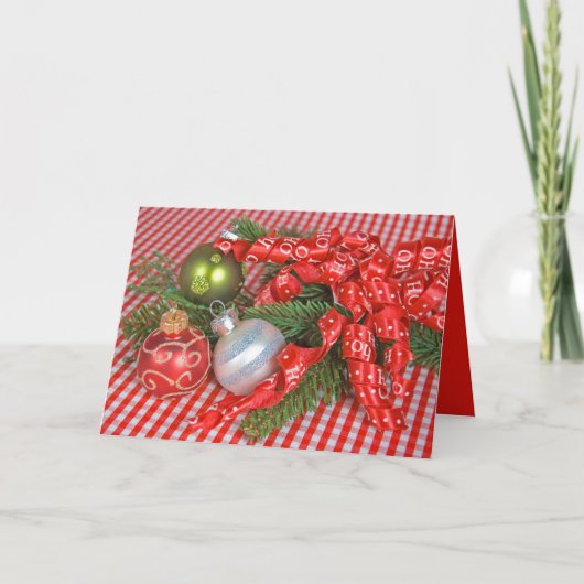 kerstlint en ornamenten feestdagen kaart (Voorkant)