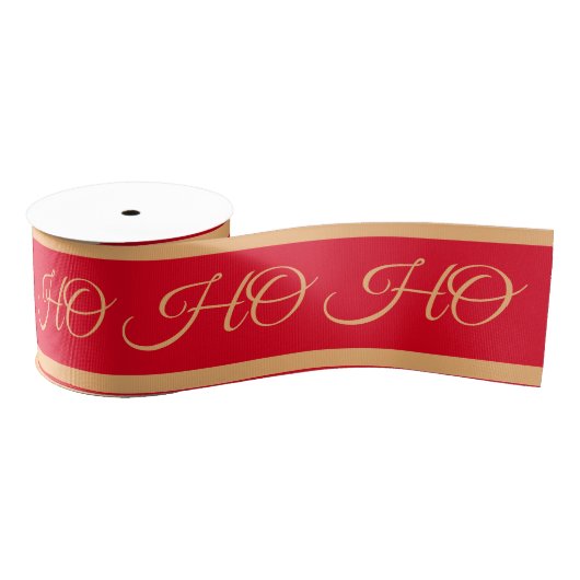 Kerstlint & Ho Ho Ho Stripes Rood/Goud snoep Grosgrain Lint (Spoel)