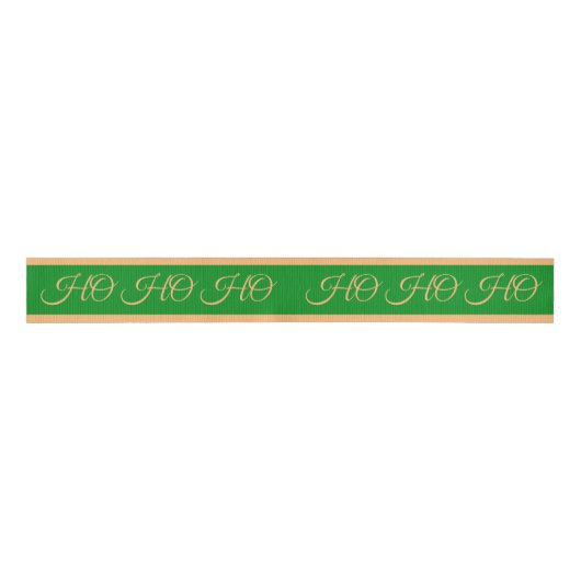 Kerstlint & Ho Ho Strepen Groen/Goud Grosgrain Lint (Voorkant)