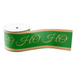 Kerstlint & Ho Ho Strepen Groen/Goud Grosgrain Lint