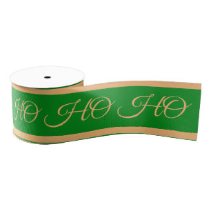 Kerstlint & Ho Ho Strepen Groen/Goud Grosgrain Lint