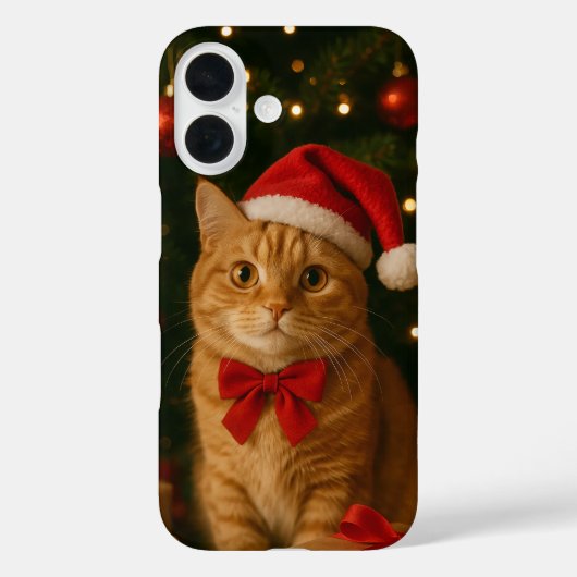 Kerstlint Kat iPhone 16 Hoesje (Achterkant)