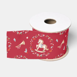 Kerstlint met Schommelend Paard Grosgrain Lint