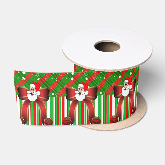 Kerstlint, Prettig Kerstfeest Kerstman Satijnen Lint (Spoel)