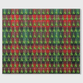 Kerstlintbomen op Tartan Plaid Cadeaupapier (Vlak)