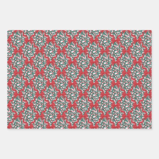 Kerstlinten en bessen op roze inpakpapier vel (Voorkant 3)