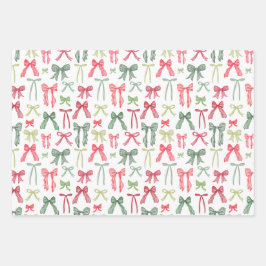 Kerstlinten met strikken Rood & Groen Inpakpapier Vel