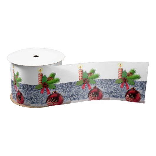 Kerstlintje, kerstkaarsje satijnen lint (Spoel)