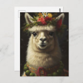 Kerstllama Briefkaart (Voorkant / Achterkant)