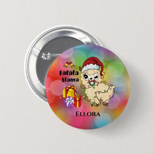Kerstllama-Button Ronde Button 5,7 Cm (Voorkant /achterkant)