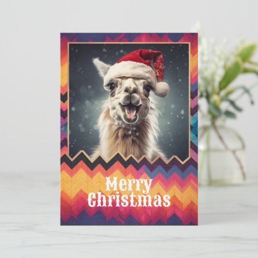 Kerstllama Feestdagenkaart (Staand voorkant)