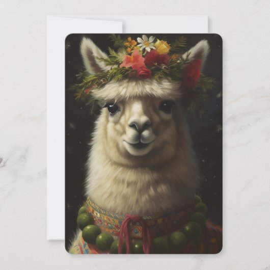 Kerstllama Feestdagenkaart (Voorkant)