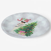 Kerstllama | Joy Typografie | Silver Bokeh Papieren Bordje (Gekanteld)