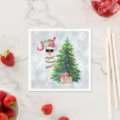 Kerstllama | Joy Typografie | Silver Bokeh Servet (Insitu)