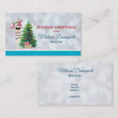 Kerstllama | Joy Typografie | Silver Bokeh Visitekaartje (Voorkant / Achterkant)