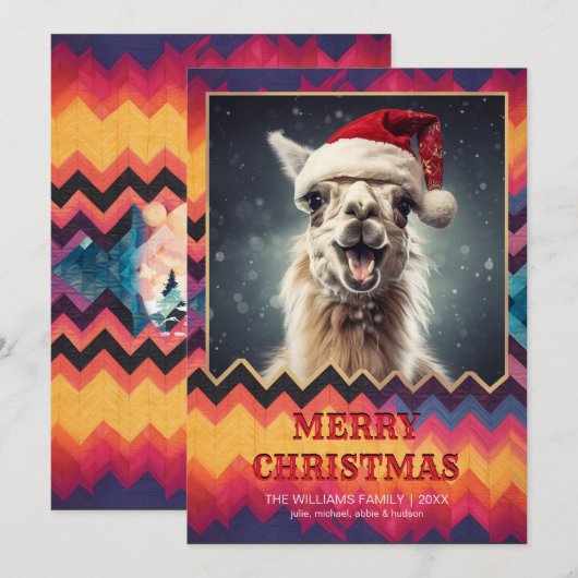 Kerstllama Kaart (Voorkant / Achterkant)