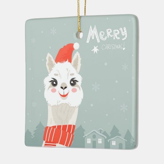 Kerstllama Keramisch Ornament (Links)