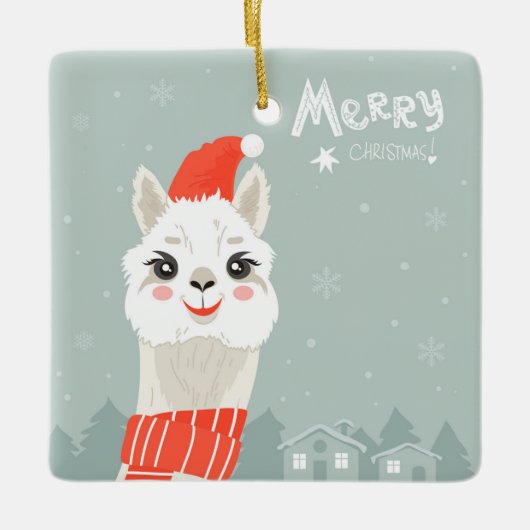 Kerstllama Keramisch Ornament (Voorkant)
