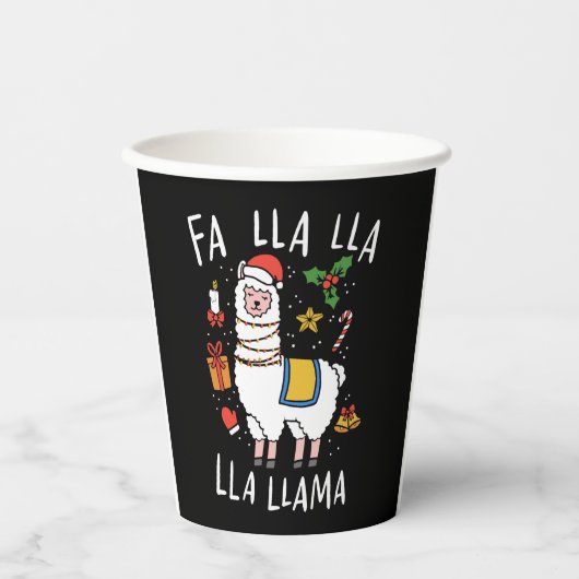 Kerstllama Papieren Bekers (Voorkant)