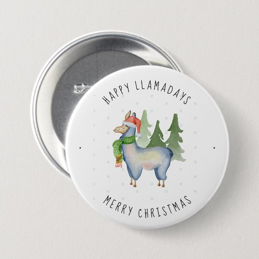 Kerstllama Ronde Button 7,6 Cm (Voorkant /achterkant)