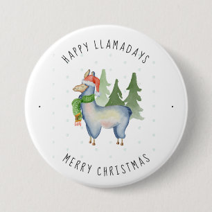 Kerstllama Ronde Button 7,6 Cm