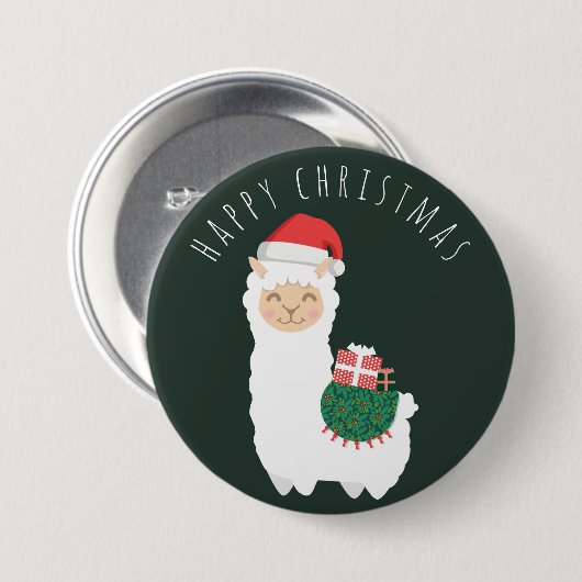 Kerstllama Ronde Button 7,6 Cm (Voorkant /achterkant)