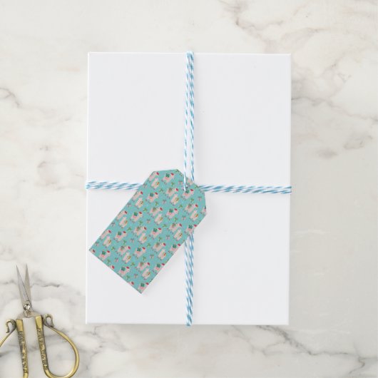Kerstllamas Cadeaulabel (Met Touw)