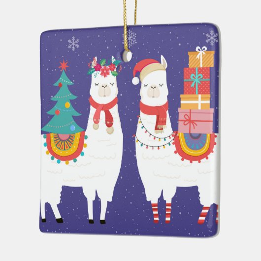 Kerstllamas Keramisch Ornament (Links)