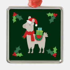 Kerstllamas Metalen Ornament
