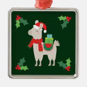 Kerstllama's Metalen Ornament