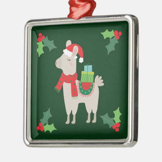 Kerstllamas Metalen Ornament (Links)