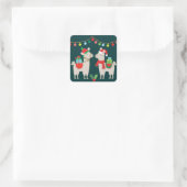 Kerstllamas Vierkante Sticker (Tas)