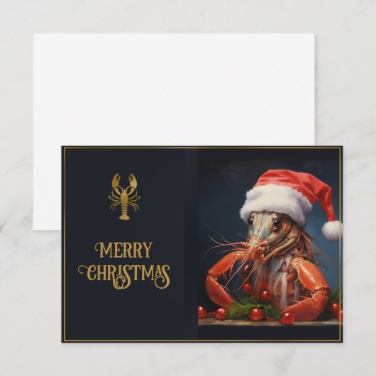 kerstlobster bedankkaart (Voorkant / Achterkant)