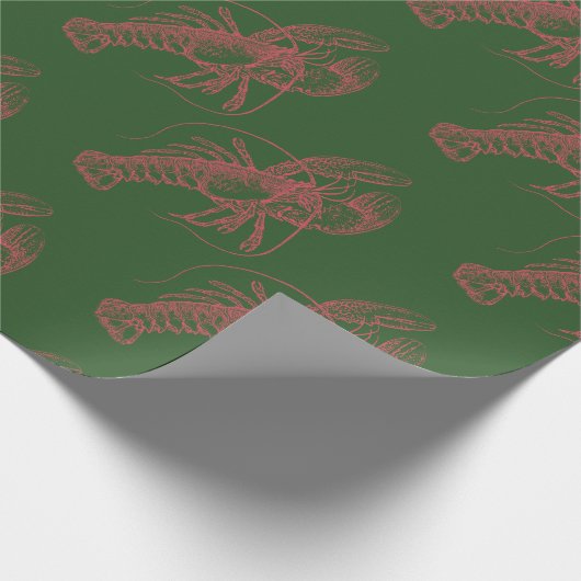 kerstlobster cadeaupapier (Hoek)