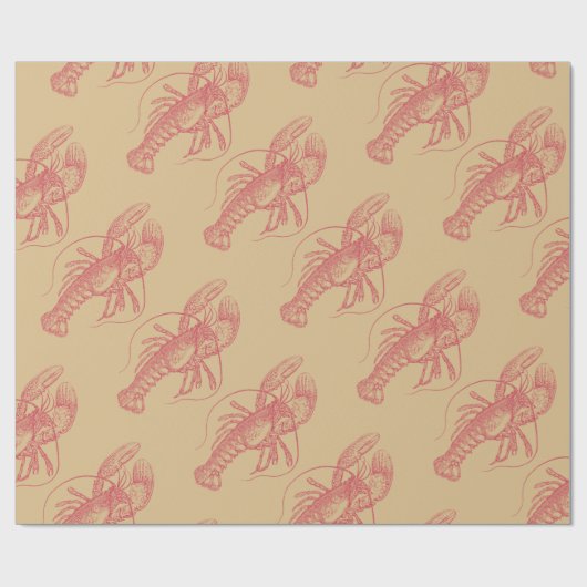 kerstlobster cadeaupapier (Vlak)