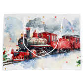 kerstlocomotief groot cadeauzakje (Voorkant)