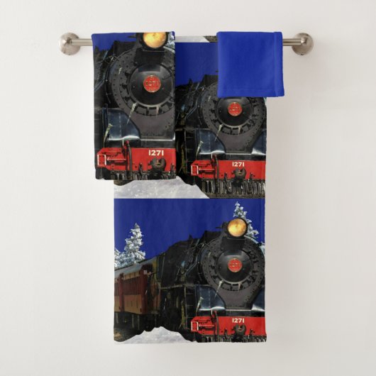 Kerstlocomotief trein / badhanddoek set bad handdoek (Insitu)