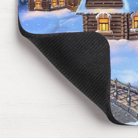 Kerstloghuis in de winter muismat (Hoek)