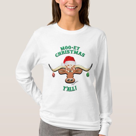 KerstLonghorn Steer T-shirt (Voorkant)