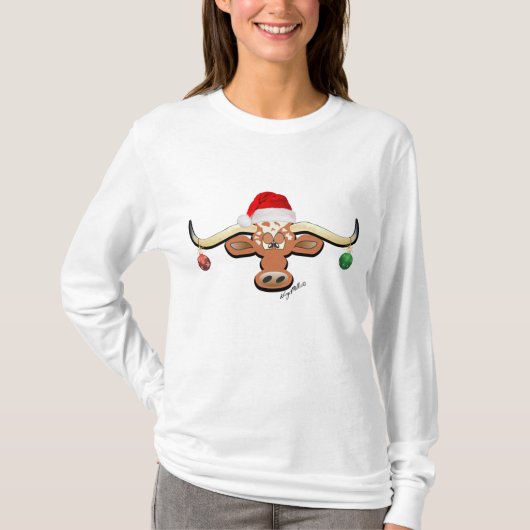 KerstLonghorn Steer T-shirt (Voorkant)