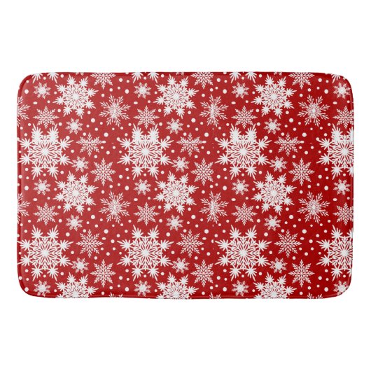 Kerstloos White Snowflakes Patroon Badmat (Voorkant)