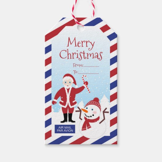 Kerstluchtpost met Santa Gift-Label Cadeaulabel (Voorkant)