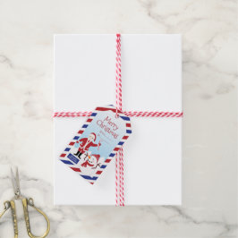 Kerstluchtpost met Santa Gift-Label Cadeaulabel
