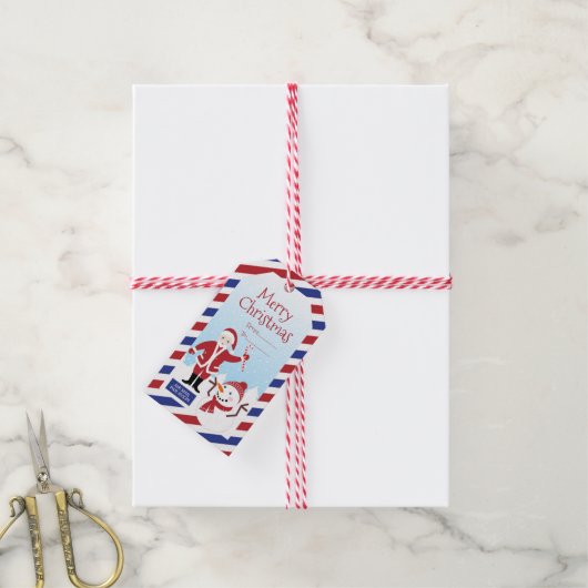 Kerstluchtpost met Santa Gift-Label Cadeaulabel (Met Touw)