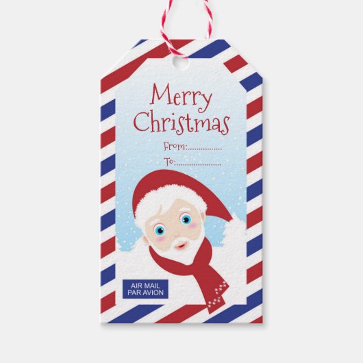 Kerstluchtpost met Santa Gift-Label Cadeaulabel (Voorkant)