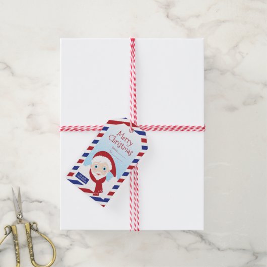 Kerstluchtpost met Santa Gift-Label Cadeaulabel (Met Touw)