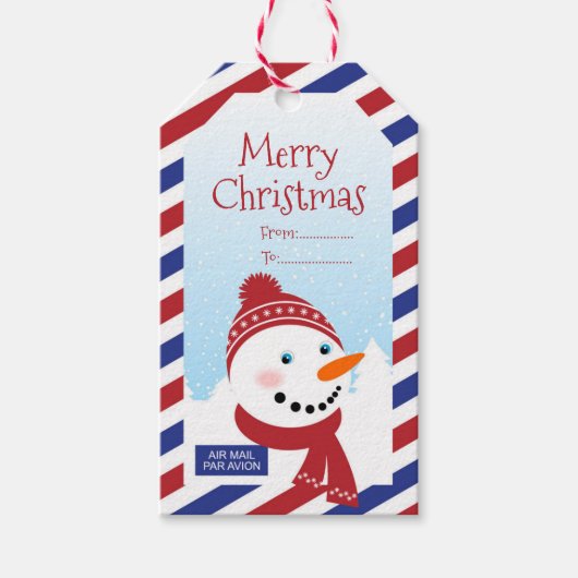 Kerstluchtpost met Snowman Gift-Label Cadeaulabel (Voorkant)