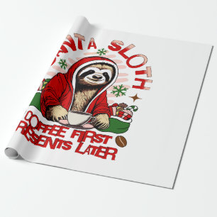 Kerstluiaard die koffie drinkt cadeaupapier